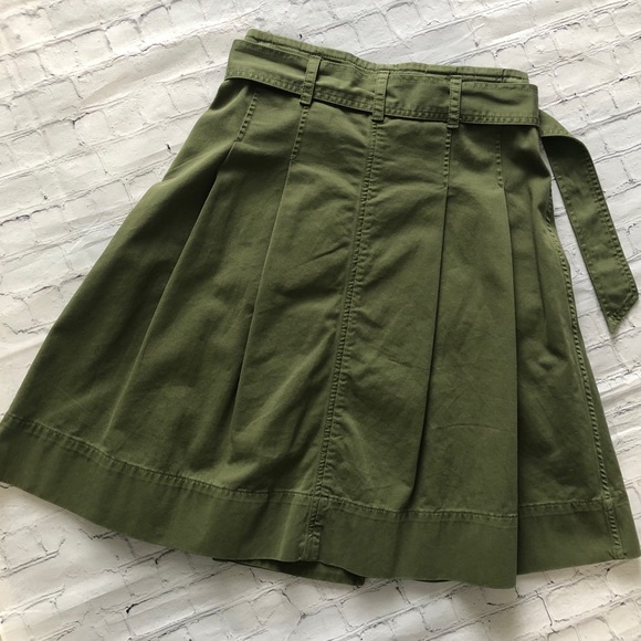 EUC! J. Crew Military Style Green Pleated Skirt 2 - Picture 8 of 12
